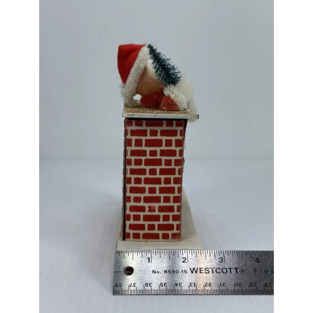 Vintage Christmas Tree Santa Claus & Fireplace Decoration Made In Japan